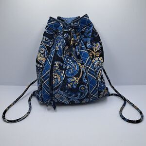 Vera Bradley Red Paisley Fabric Tote Backpack Purse Shoulder Bag Navy Flower Vera Bradley Original Tote in Midnight Garden Paisley  main image 3